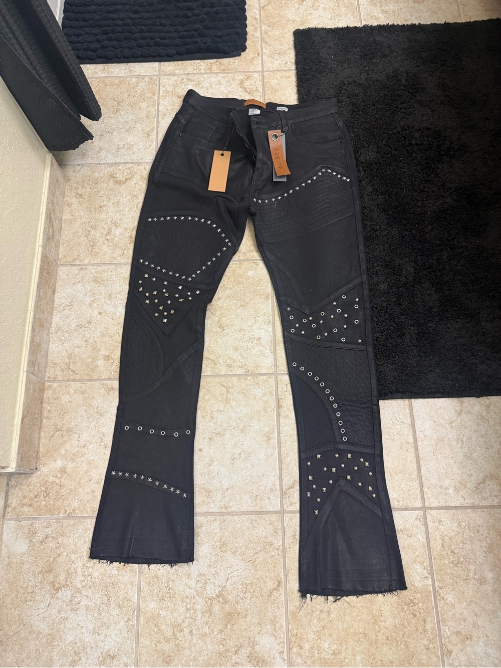Aime Leon Dore Black Stacked Fit Jeans with Leather Tag
